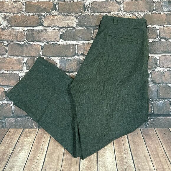 Vintage Sanforized Genuine Boat Sail Cloth Drill Green Heavy Wool Pants Sz 34x29 - Picture 1 of 16